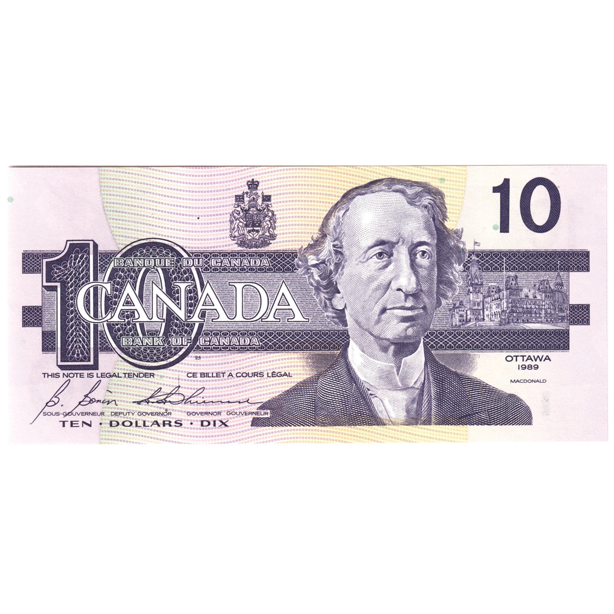 BC-57b 1989 Canada $10 Bonin-Thiessen, BDH, CUNC