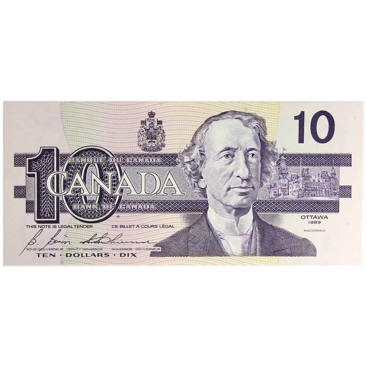 BC-57b 1989 Canada $10 Bonin-Thiessen, BDK, CUNC