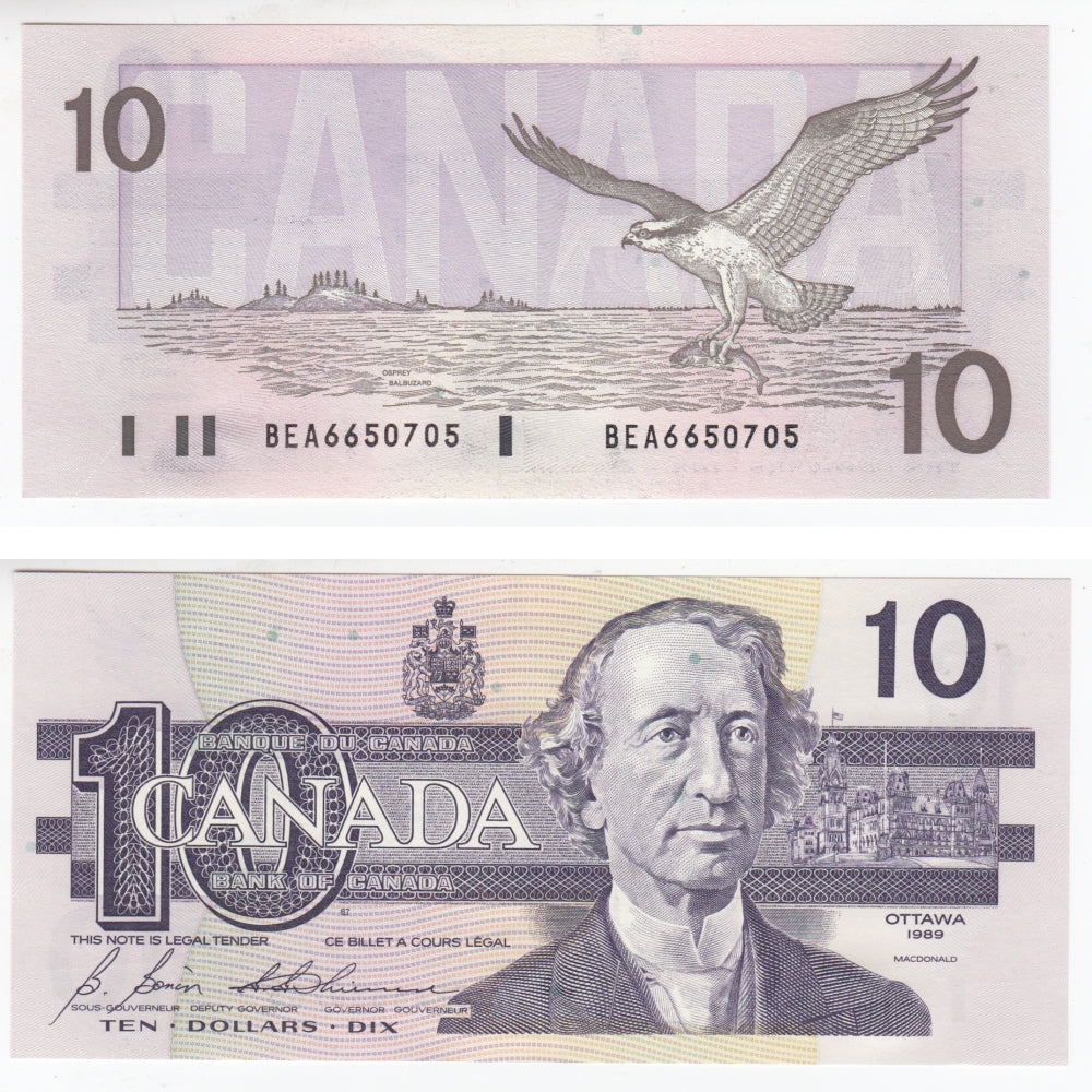 BC-57b 1989 Canada $10 Bonin-Thiessen, BEA, CUNC
