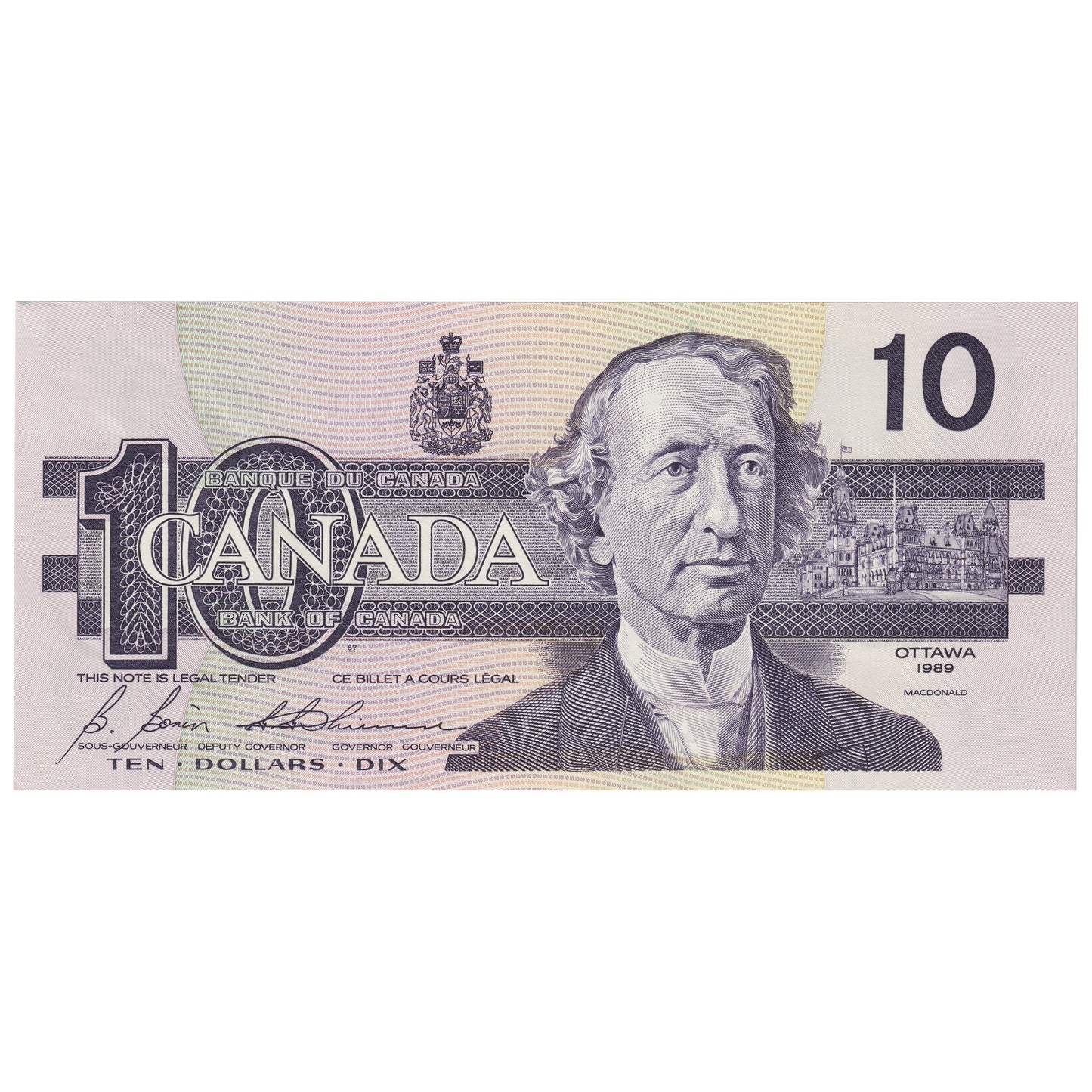 BC-57b 1989 Canada $10 Bonin-Thiessen, BEF, AU