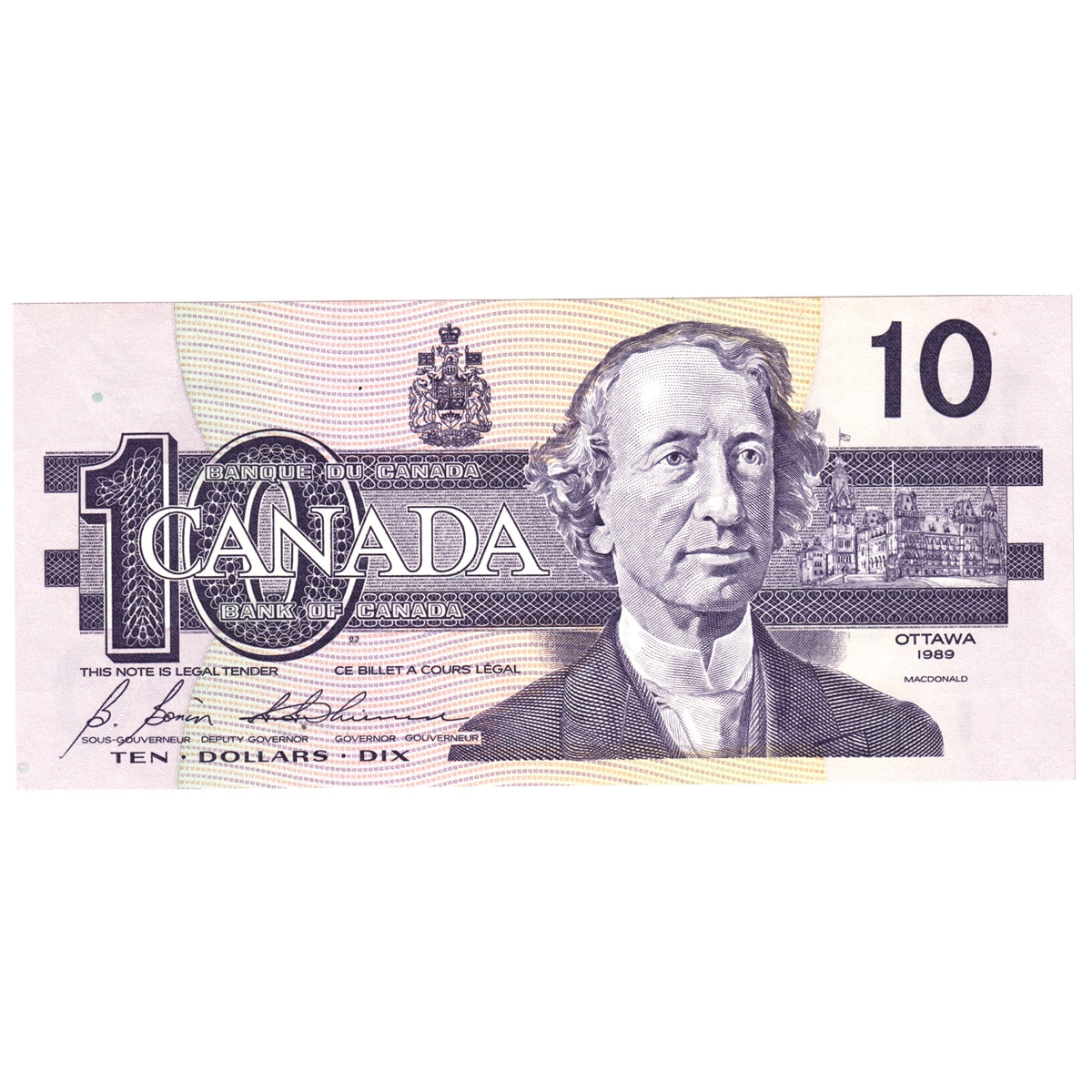 BC-57b 1989 Canada $10 Bonin-Thiessen, BEF, CUNC