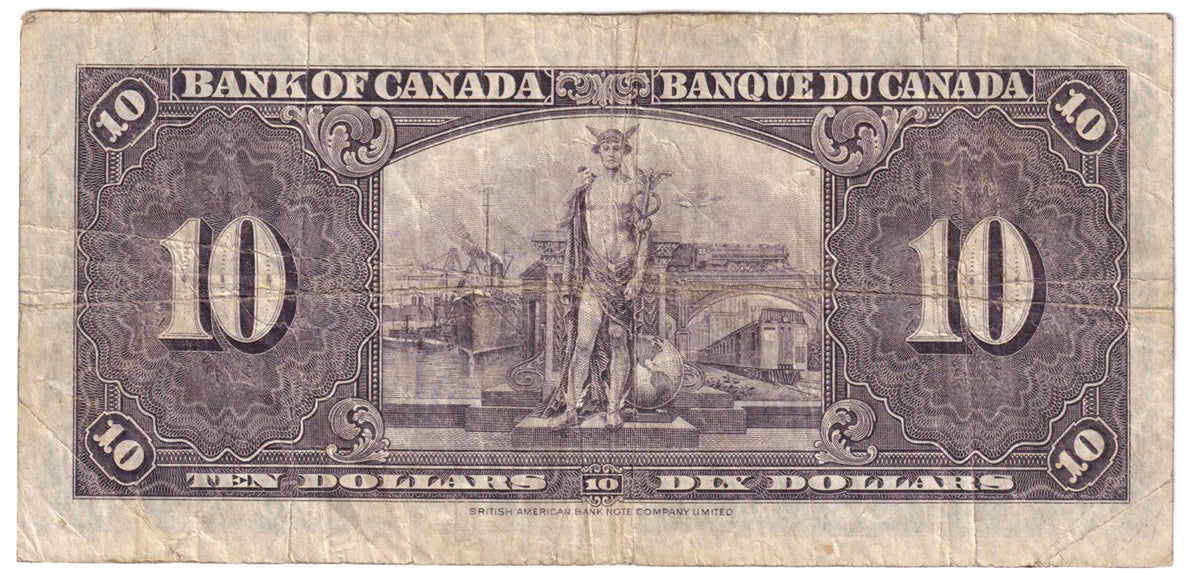 BC-24b 1937 Canada $10 Gordon-Towers, M/D, CIRC