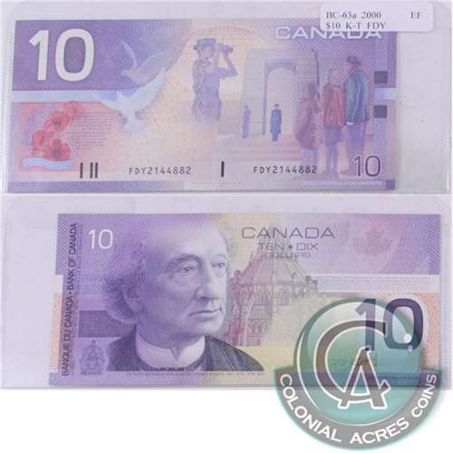 BC-63a 2000 Canada $10 Knight-Thiessen, FDY, Extra Fine (EF40)