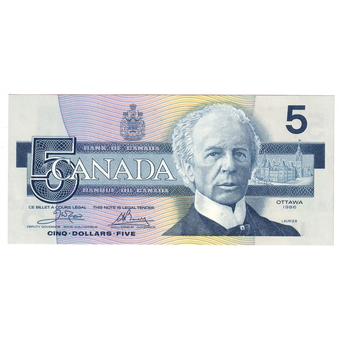 BC-56a-i 1986 Canada $5 Crow-Bouey, EPB, Choice Uncirculated (CUNC63)