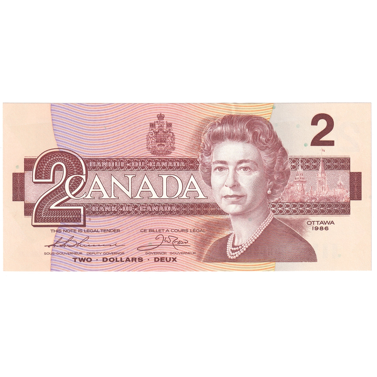 BC-55b 1986 Canada $2 Thiessen-Crow, BGR, AU-UNC