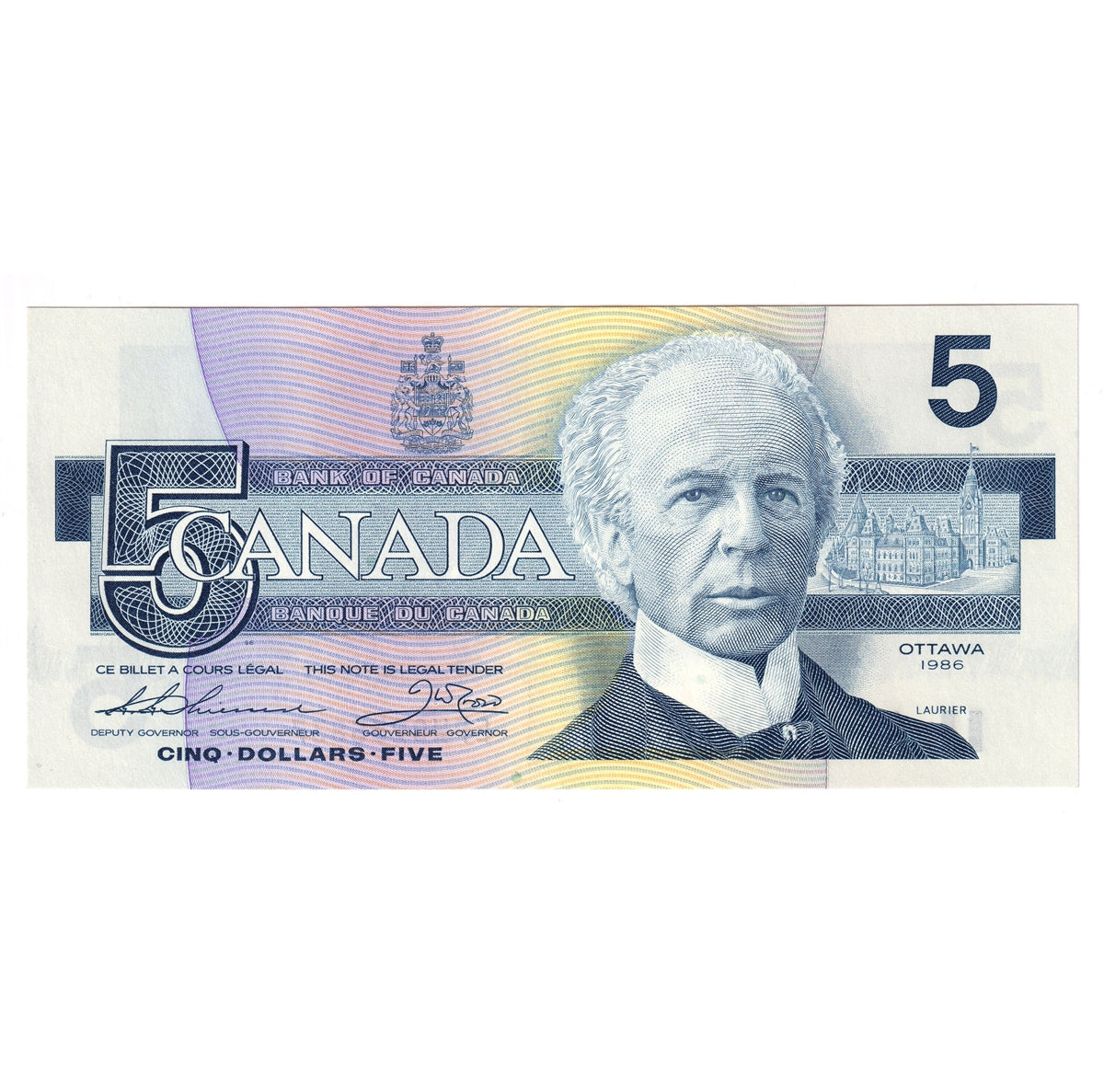 BC-56b 1986 Canada $5 Thiessen-Crow, EPW, Choice Uncirculated (CUNC63)