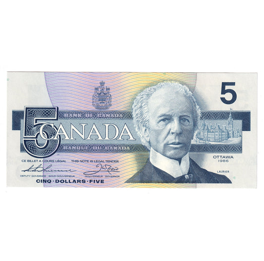 BC-56b 1986 Canada $5 Thiessen-Crow, FPW, CUNC