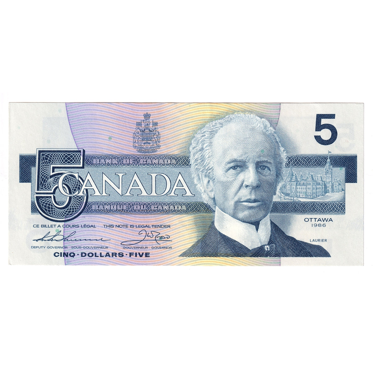 BC-56b 1986 Cannada $5 Thiessen-Crow, GNR, AU