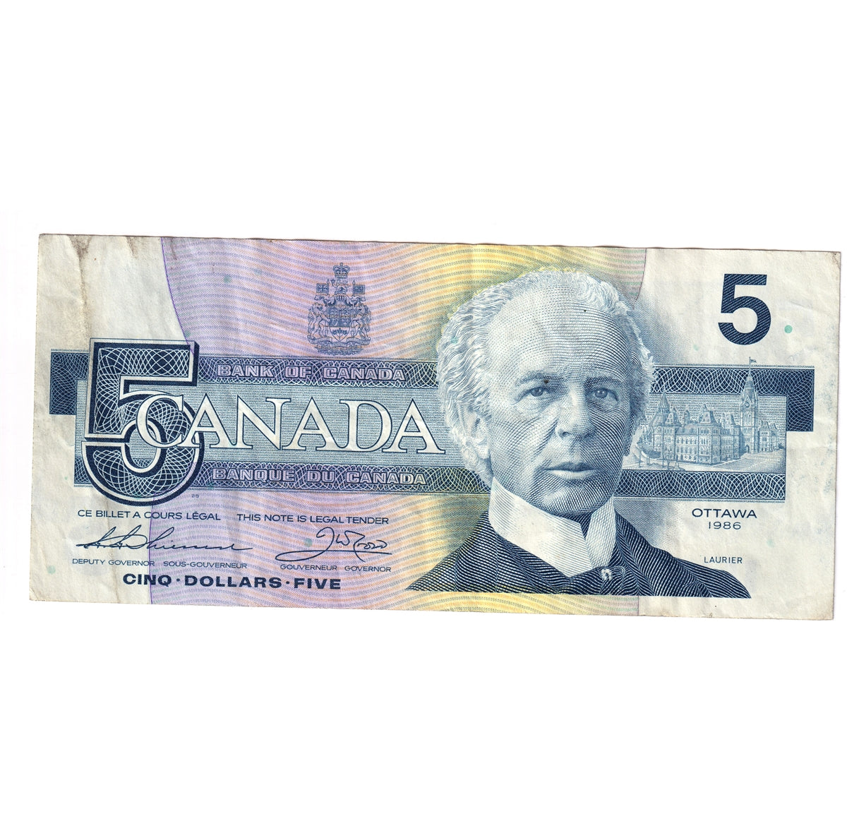 BC-56bA 1986 Canada $5 Thiessen-Crow, FNX Below 7.08M, VF