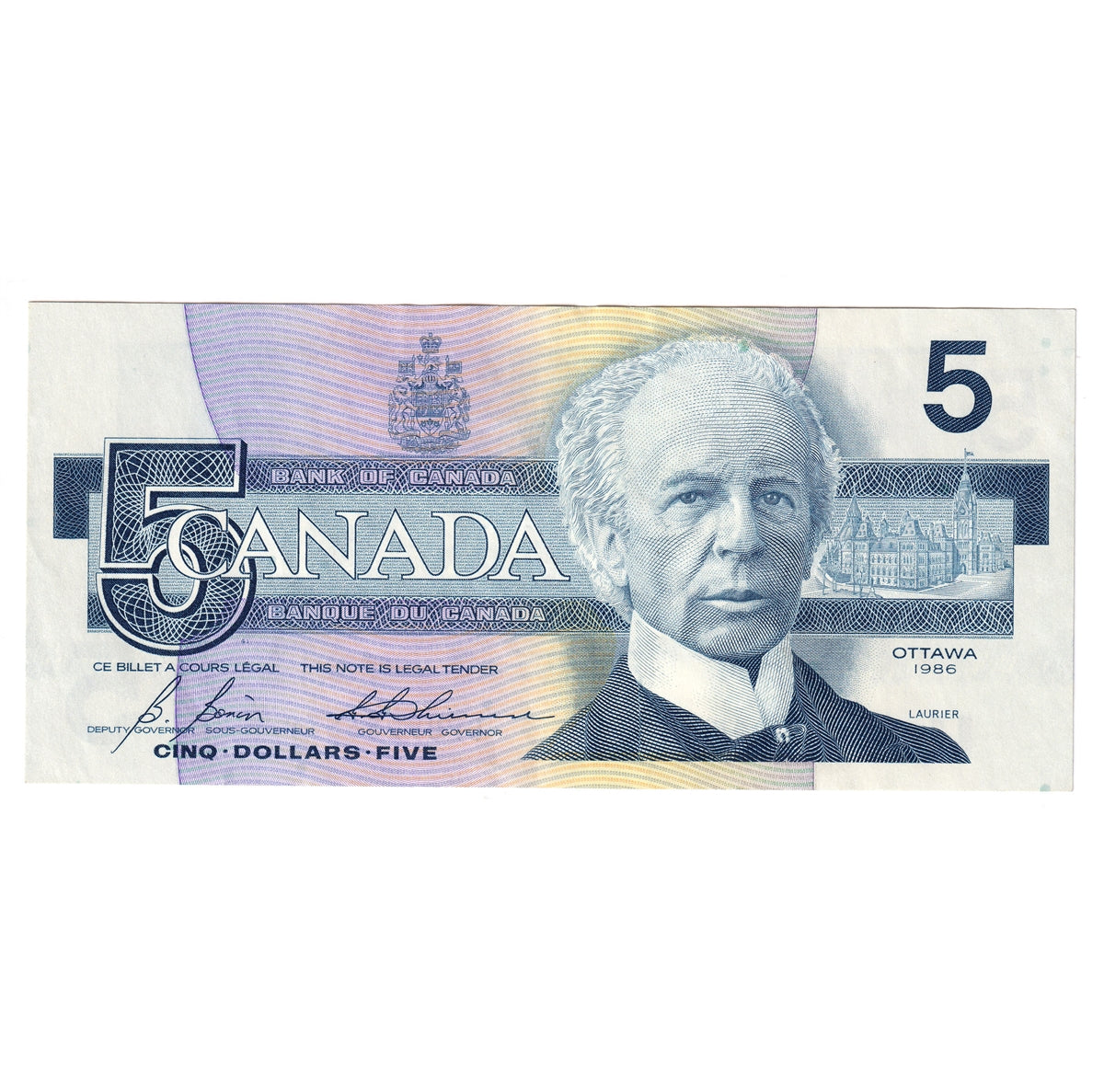 BC-56c 1986 Canada $5 Bonin-Thiessen, GPU, AU-UNC (AU55)