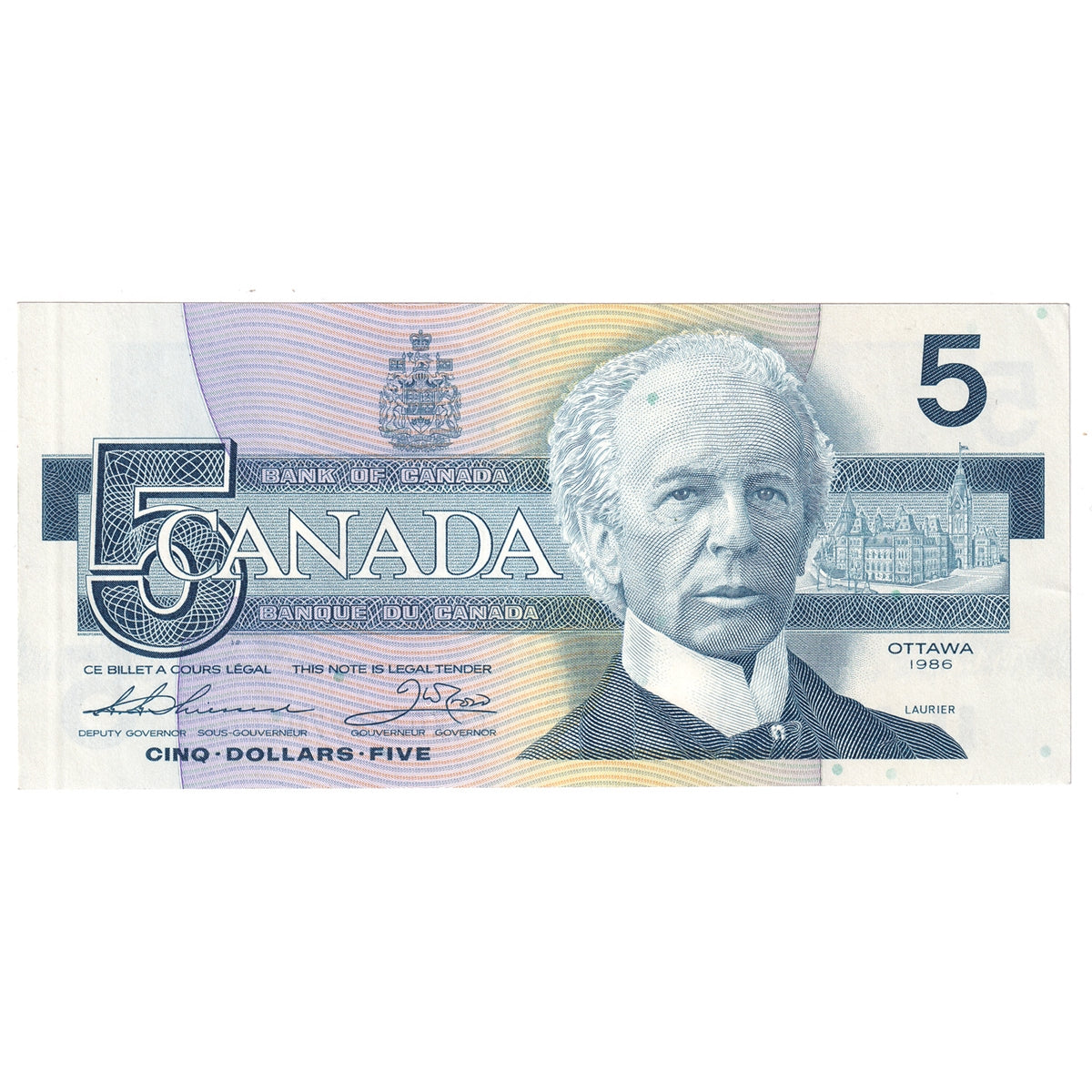 BC-56b 1986 Canada $5 Thiessen-Crow, GNK, AU