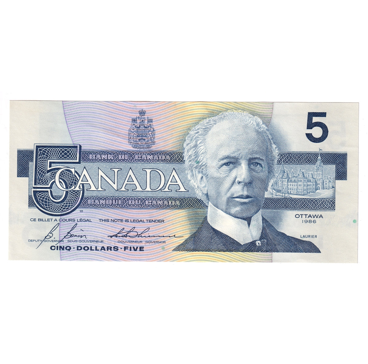 BC-56c-i 1986 Canada $5 Bonin-Thiessen, ANF, AU-UNC (AU55)