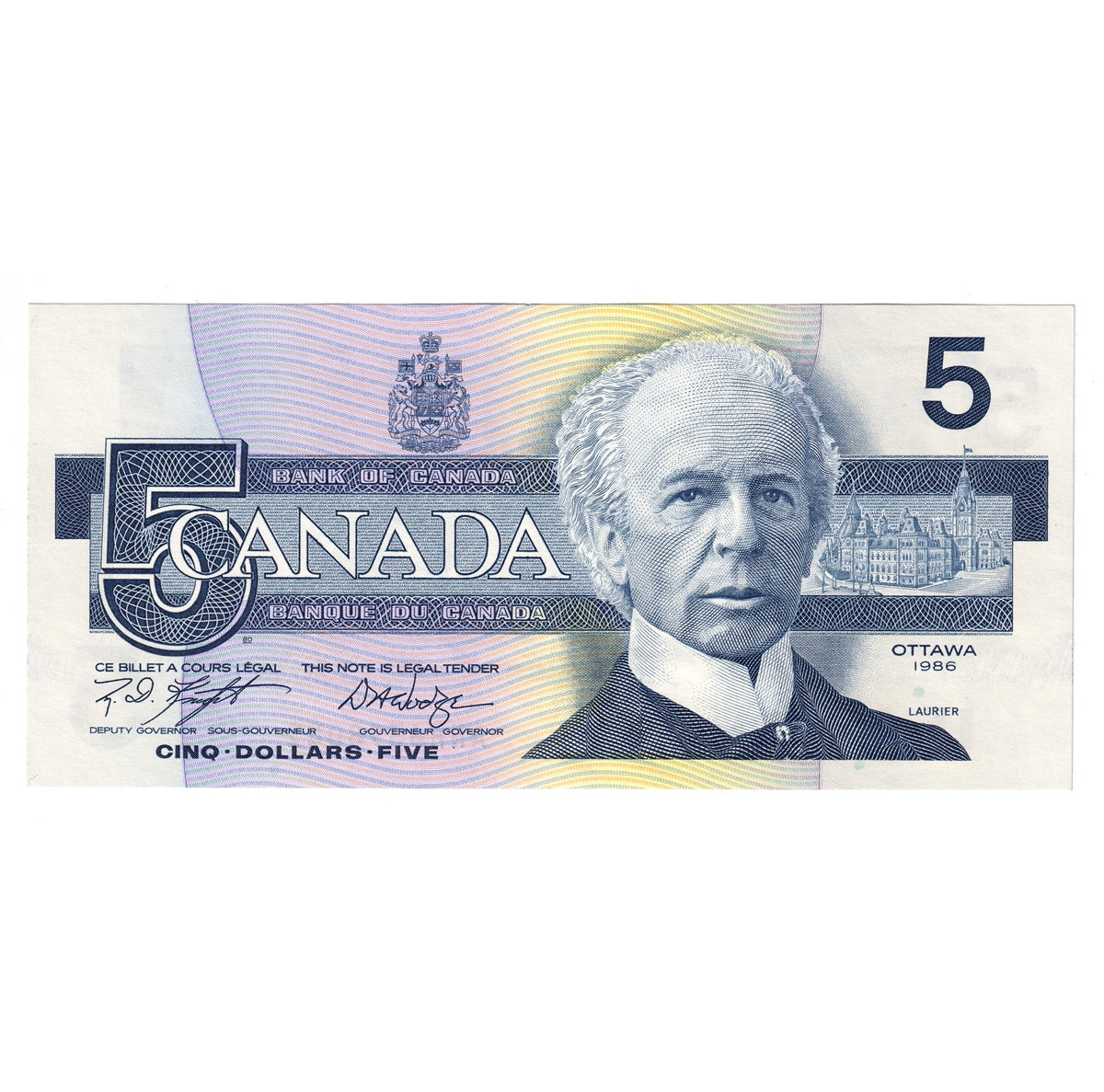 BC-56e-i 1986 Canada $5 Knight-Dodge, ANR, AU-UNC