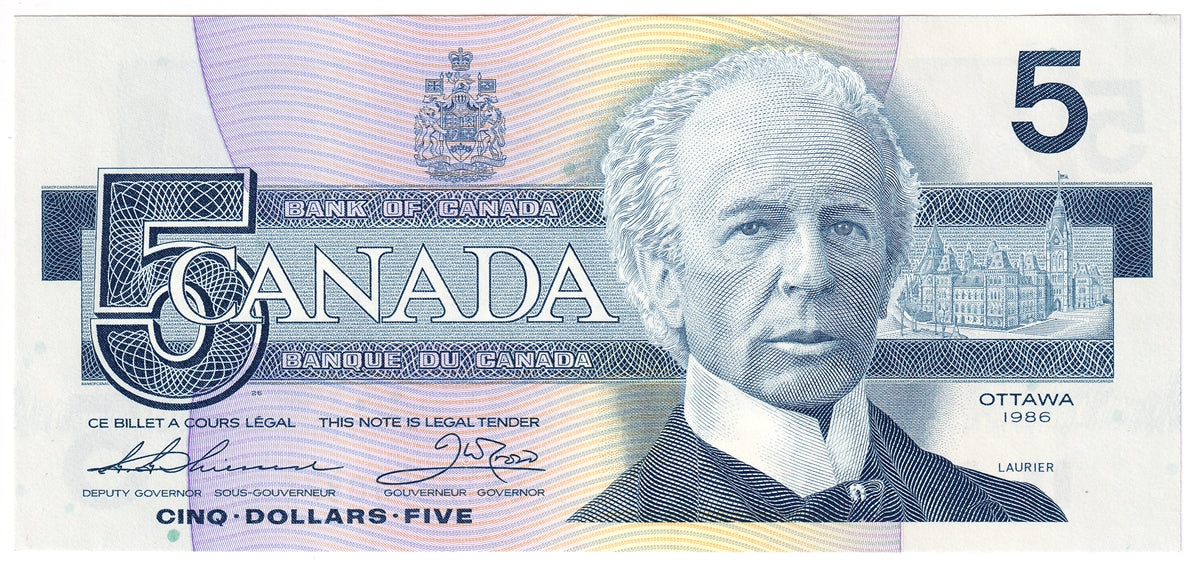 BC-56b 1986 Canada $5 Thiessen-Crow, GNT, AU