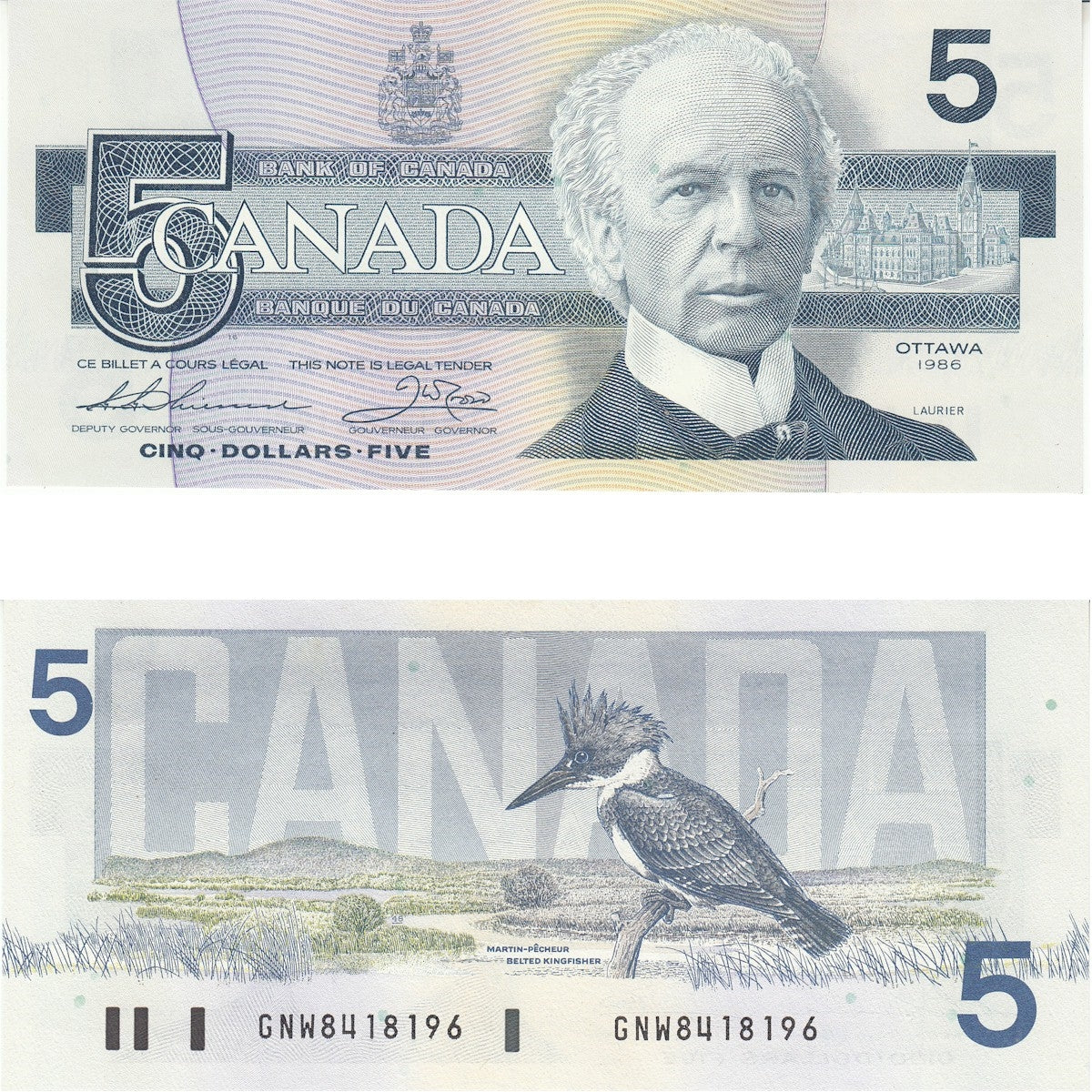 BC-56b 1986 Canada $5 Thiessen-Crow, GNW, CUNC