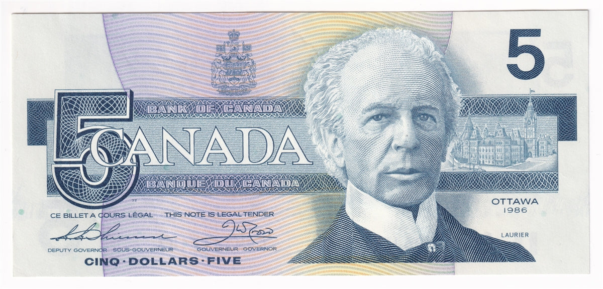 BC-56b 1986 Canada $5 Thiessen-Crow, GNW, AU-UNC
