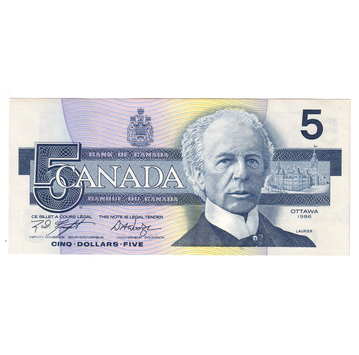 BC-56eA-i 1986 Canada $5 Knight-Dodge, ANP (4.32-4.54), Choice Uncirculated (CUNC63)