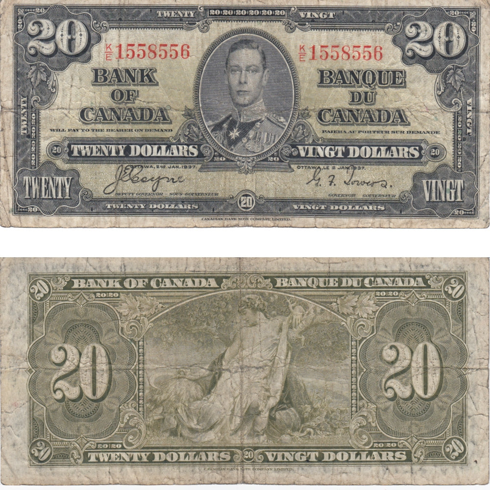 BC-25c 1937 Canada $20 Coyne-Towers, K/E, F