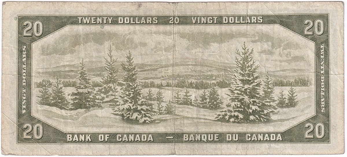 BC-33a 1954 Canada $20 Coyne-Towers, Devil's Face, B/E, Fine (F12)