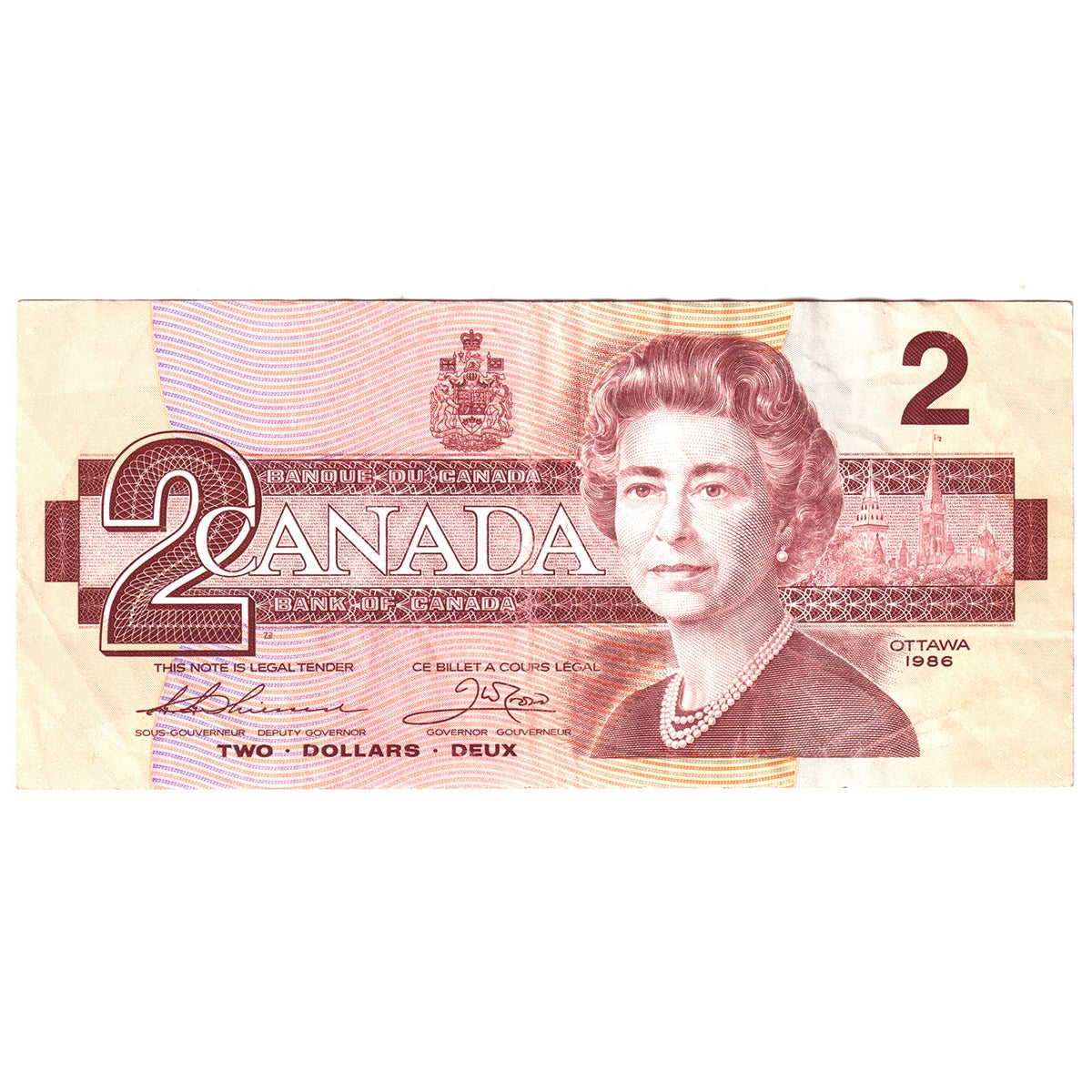 BC-55bA 1986 Canada $2 Thiessen-Crow, Large BBX, Circ