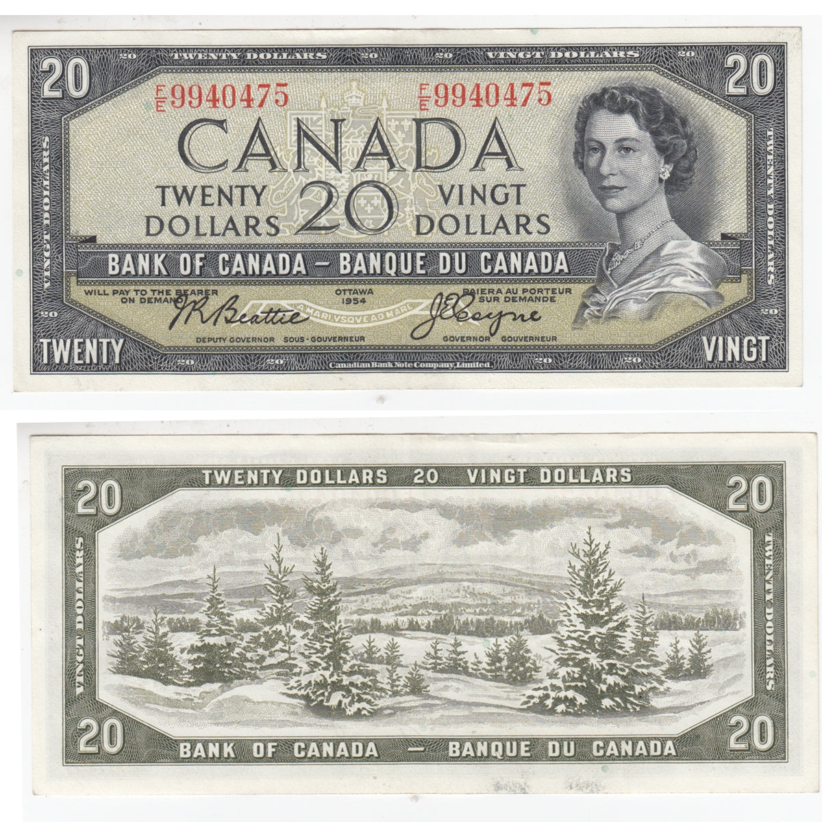 BC-41a 1954 Canada $20 Beattie-Coyne, F/E, Extra Fine (EF40)