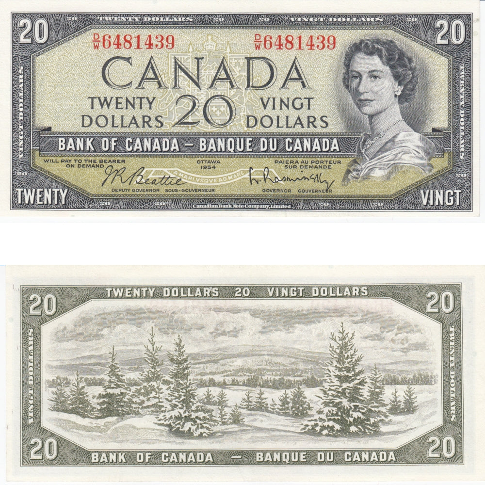 BC-41b 1954 Canada $20 Beattie-Rasminsky, D/W, VF-EF (VF30)