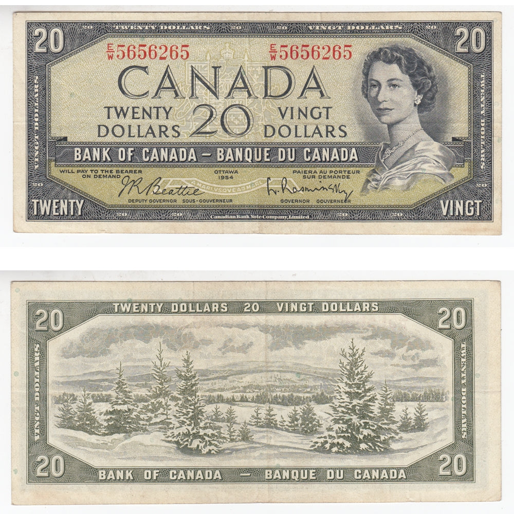 BC-41b 1954 Canada $20 Beattie-Rasminsky, E/W, VF