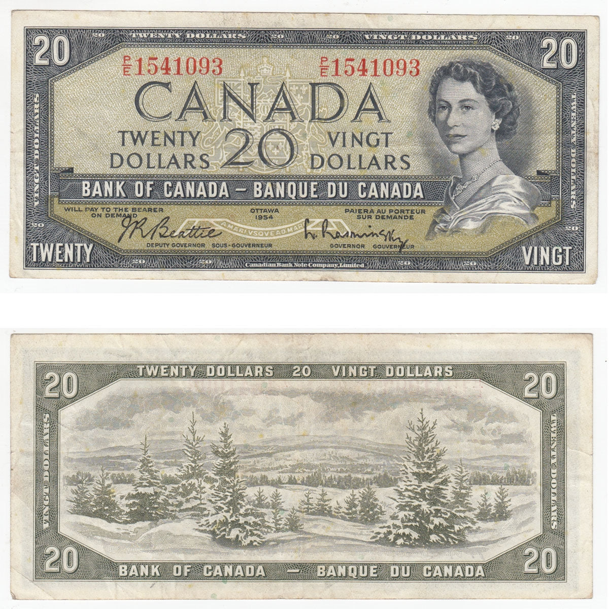 BC-41b 1954 Canada $20 Beattie-Rasminsky, P/E, VF