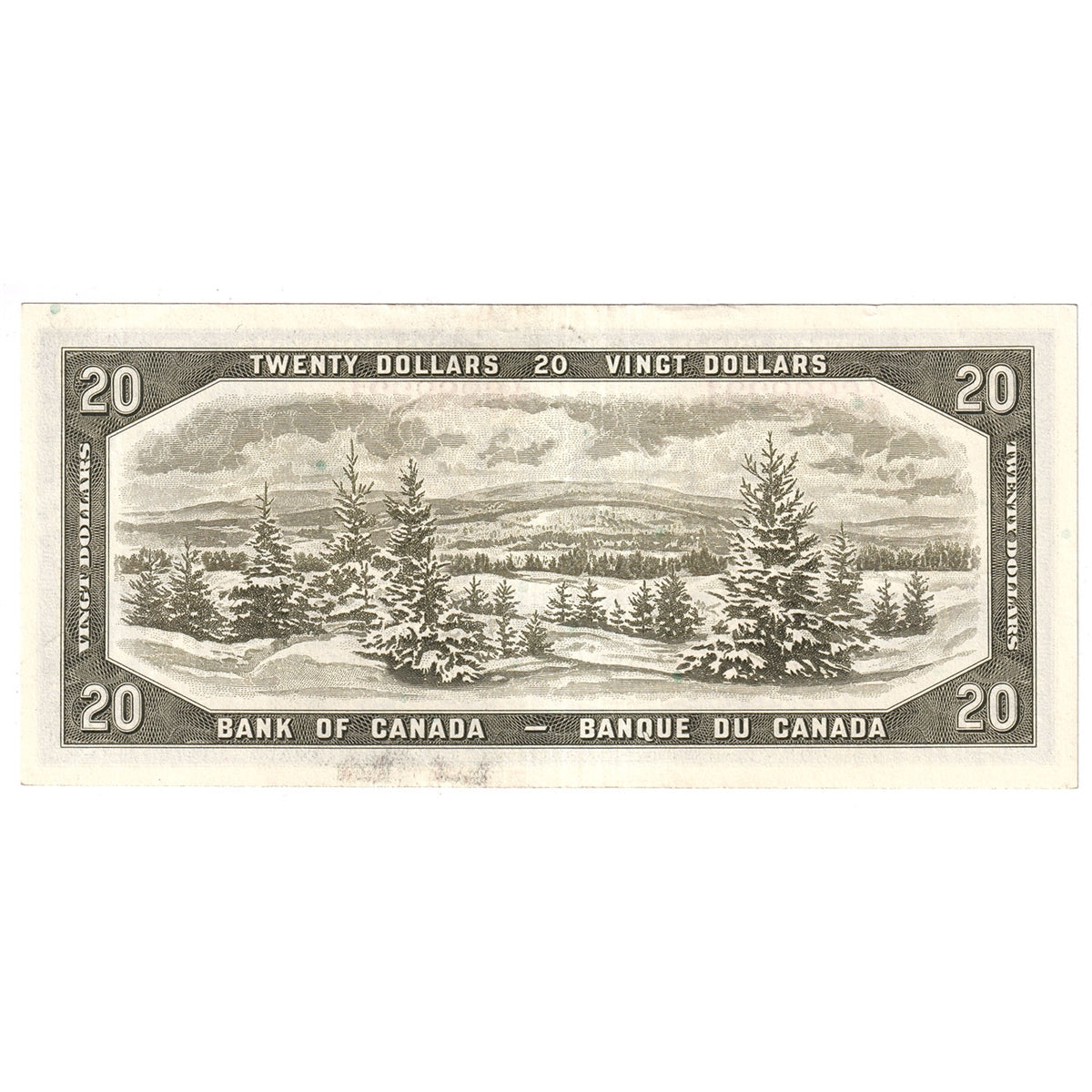 BC-41b 1954 Canada $20 Beattie-Rasminsky, Y/E, Almost Uncirculated (AU50)