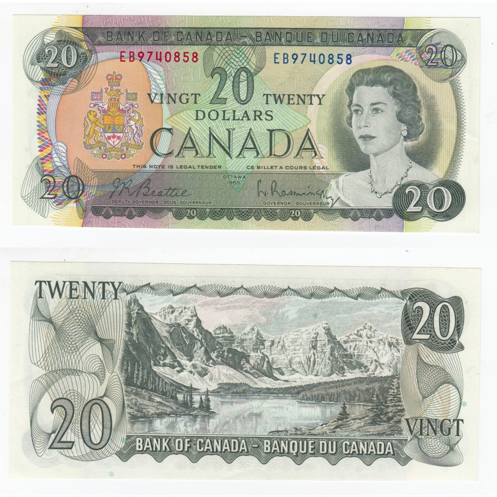 BC-50a 1969 Canada $20 Beattie-Rasminsky, EB, Uncirculated (MS60)