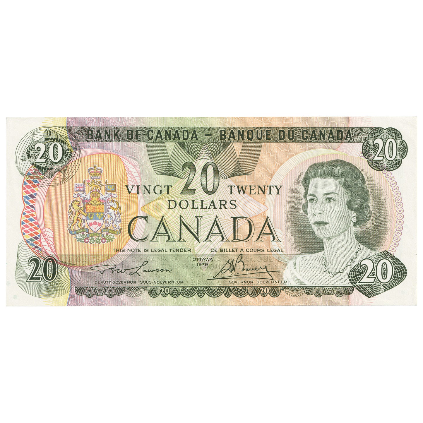 BC-54a 1979 Canada $20 Lawson-Bouey, Almost Uncirculated (AU50)