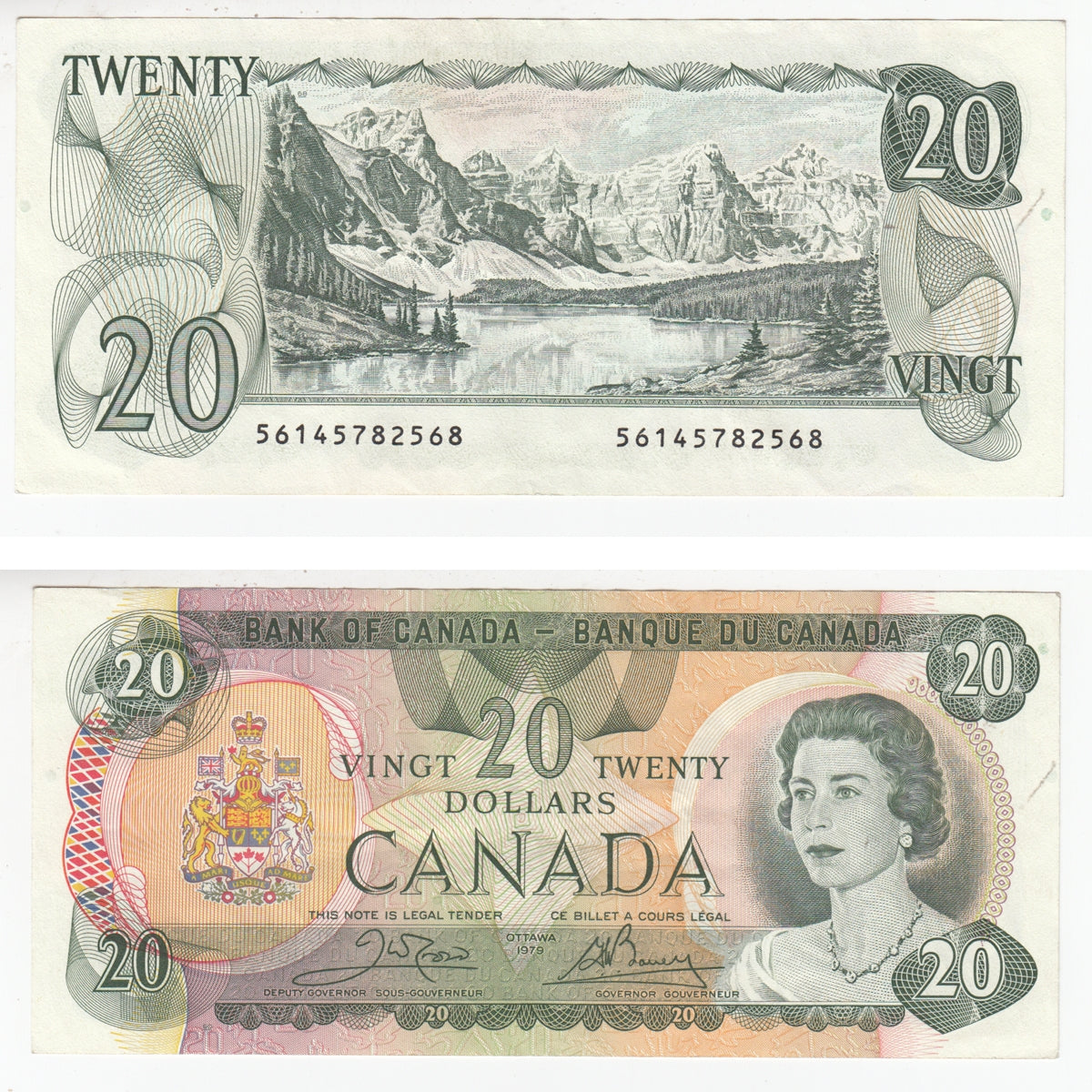 BC-54b-i 1979 Canada $20 Crow-Bouey, Steel Engraved, circ