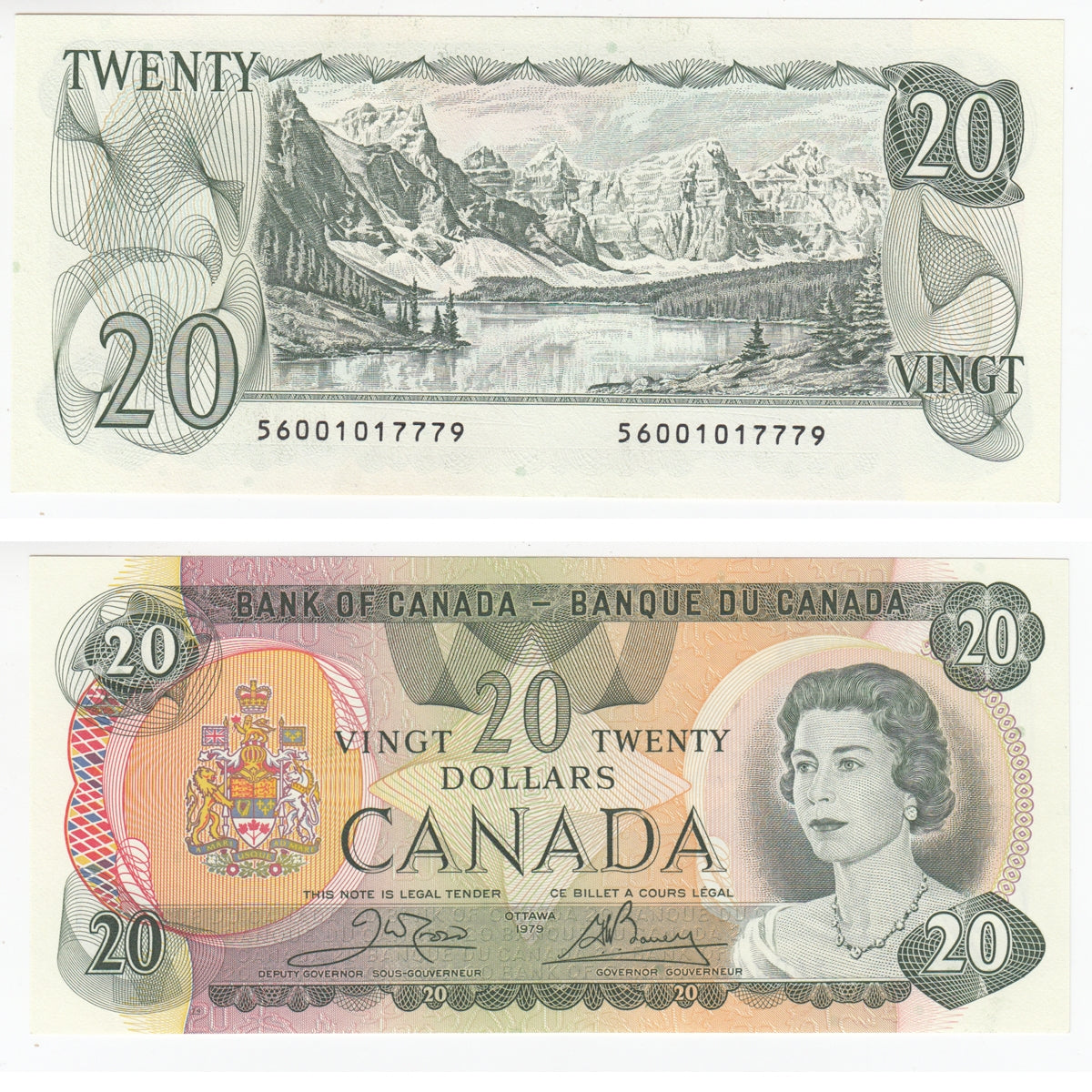 BC-54b-i 1979 Canada $20 Crow-Bouey, Steel Engraved, Choice Uncirculated (CUNC63)
