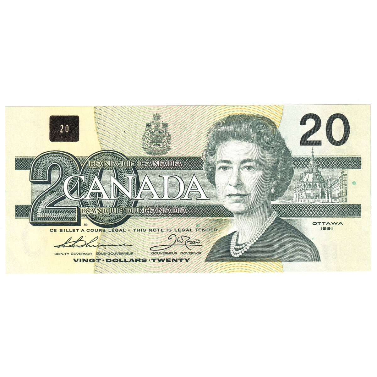 BC-58aA-ii 1991 Canada $20 Thiessen-Crow, AIX Without Serifs, CUNC