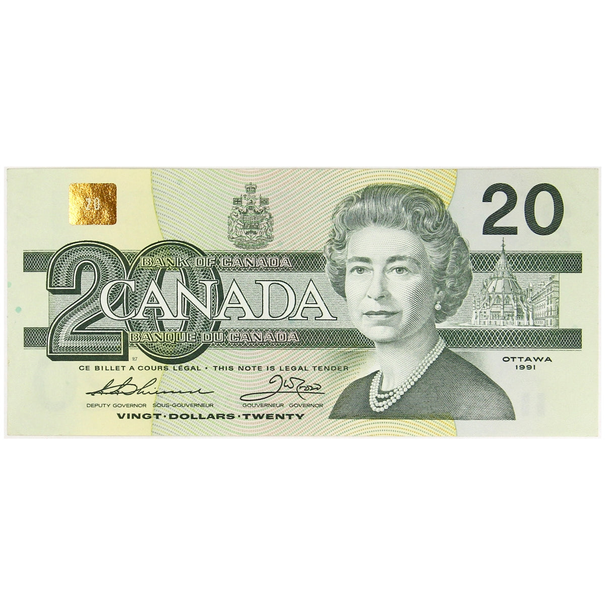 BC-58a-ii 1991 Canada $20 Thiessen-Crow, AIW w/o Serifs, EF-AU