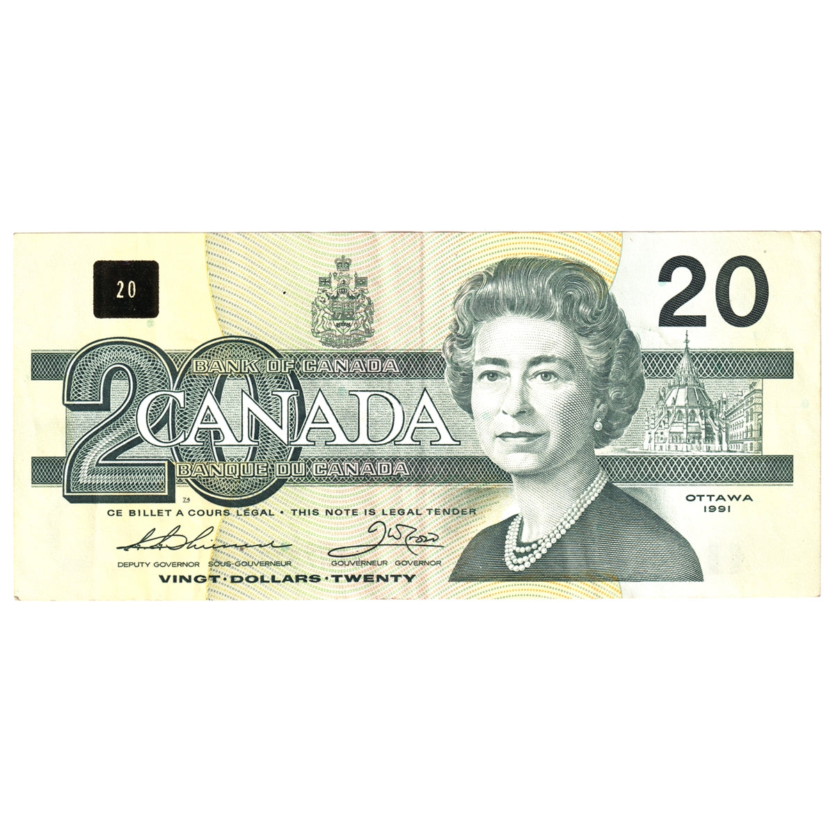 BC-58a-iii 1991 Canada $20 Thiessen-Crow, AIW With Serifs, VF-EF (VF30)