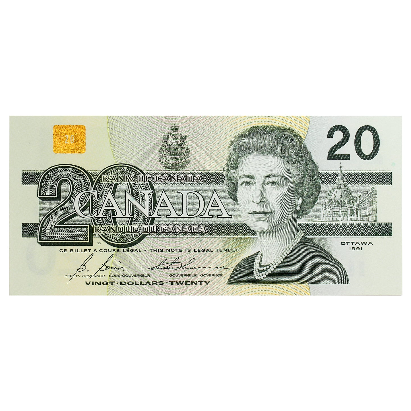 BC-58b-i 1991 Canada $20 Bonin-Thiessen, AVL, UNC