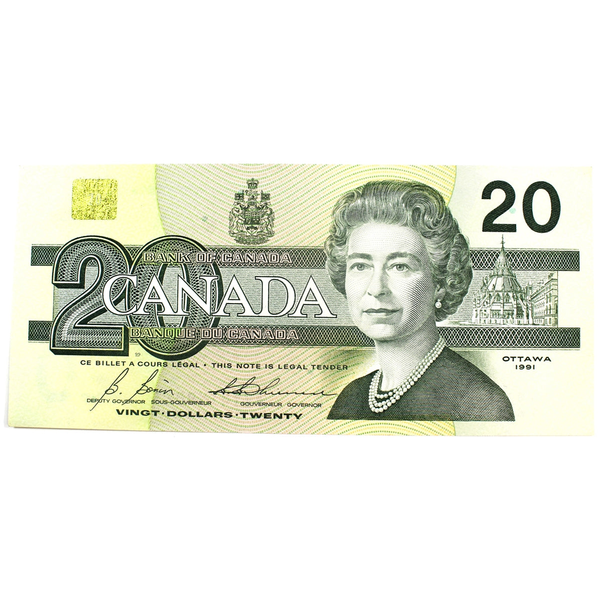 BC-58b-i 1991 Canada $20 Bonin-Thiessen, AVY, Uncirculated (MS60)