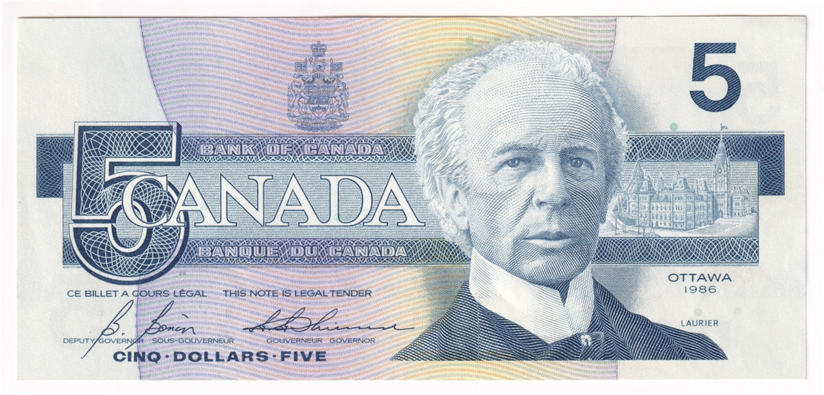 BC-56c 1986 Canada $5 Bonin-Thiessen, GOZ, AU