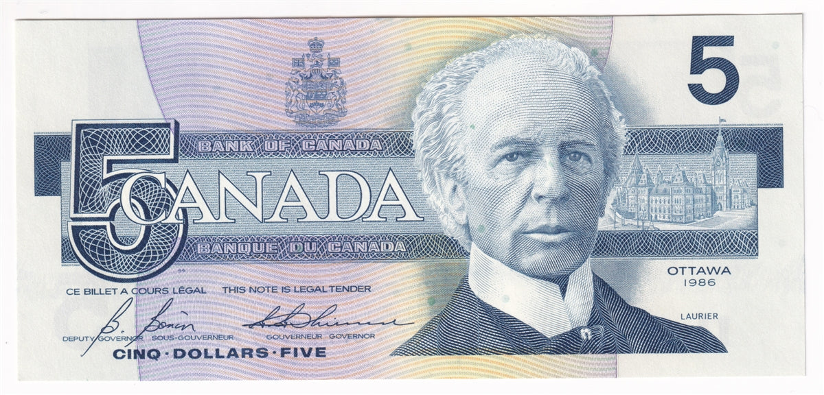 BC-56c 1986 Canada $5 Bonin-Thiessen, GPA, AU-UNC