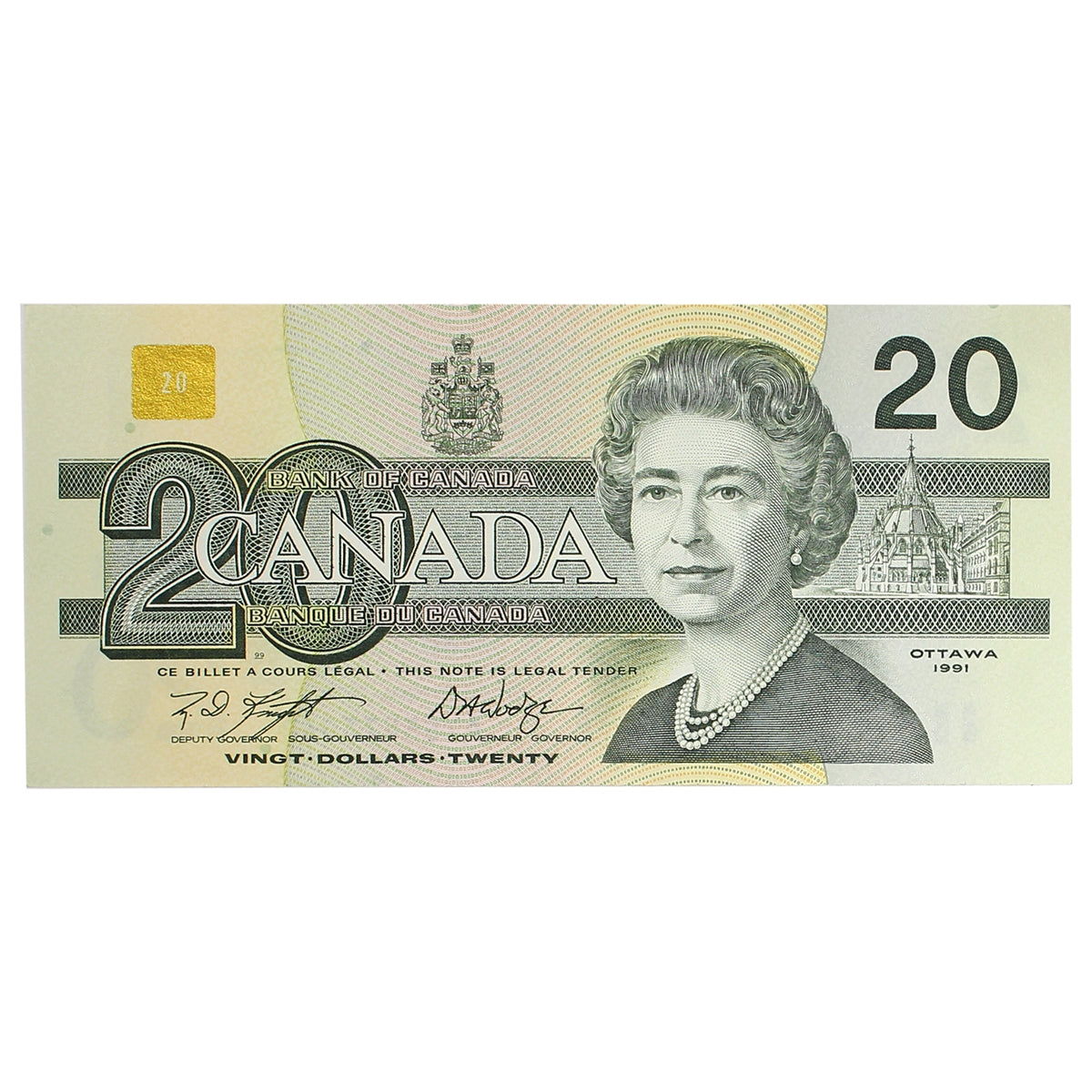 BC-58d-i 1991 Canada $20 Knight-Dodge, AYG, AU-UNC (AU55)