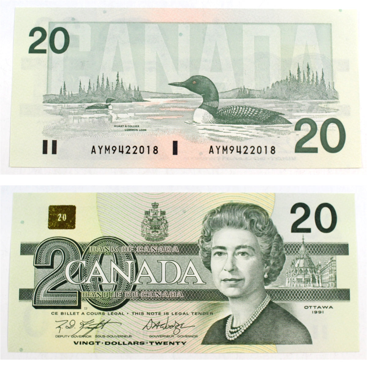 BC-58d-i 1991 Canada $20 Knight-Dodge, AYM, Choice Uncirculated (CUNC63)