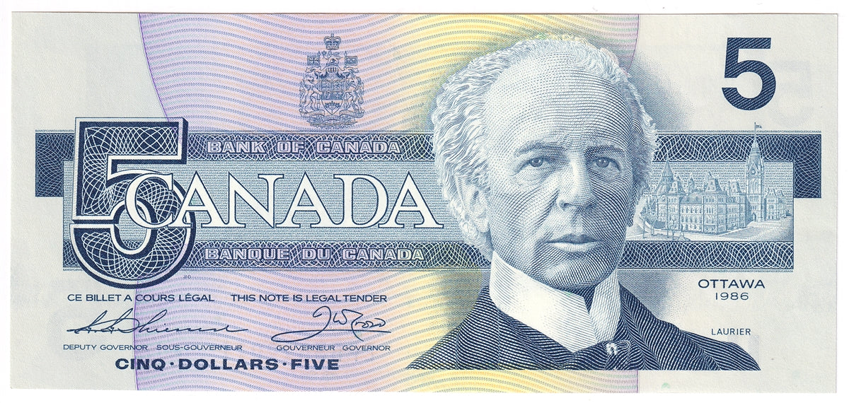 BC-56b 1986 Canada $5 Thiessen-Crow, EPR, Uncirculated (MS60)