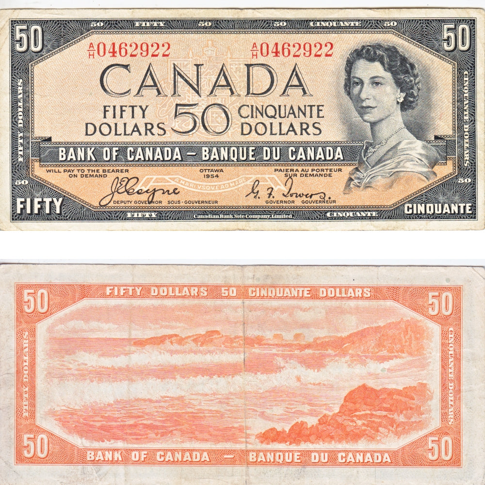 BC-34a 1954 Canada $50 Coyne-Towers, Devil's Face, A/H, F-VF (F15)