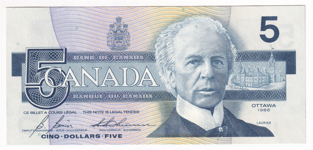 BC-56c 1986 Canada $5 Bonin-Thiessen, GPN, AU-UNC