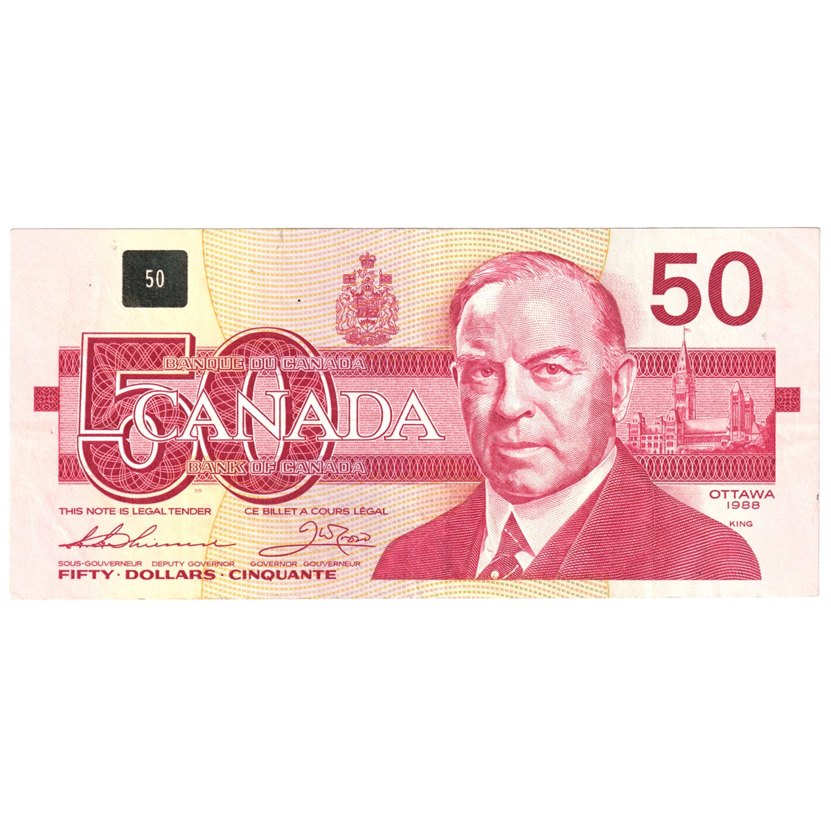 BC-59aA 1988 Canada $50 Thiessen-Crow, EHX Below 1.7 M, Circ
