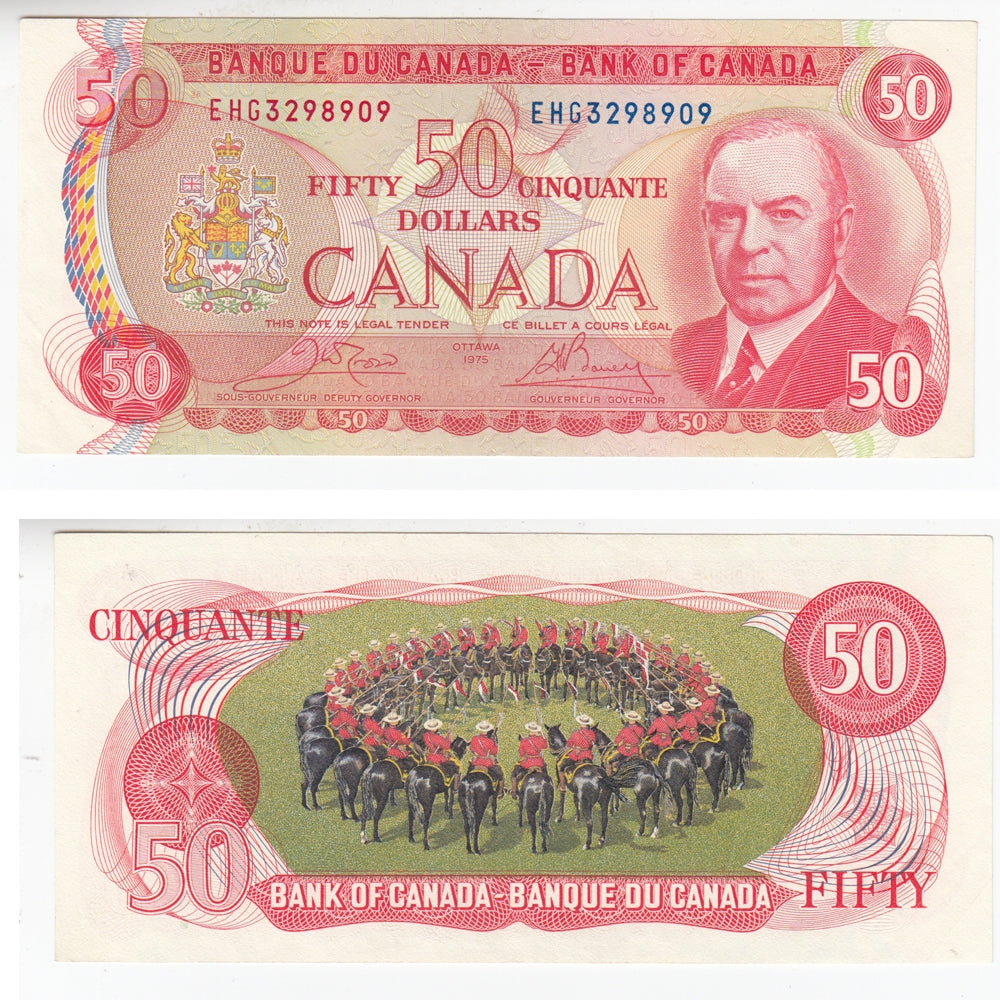 BC-51b 1975 Canada $50 Crow-Bouey, EHG, Extra Fine (EF40)