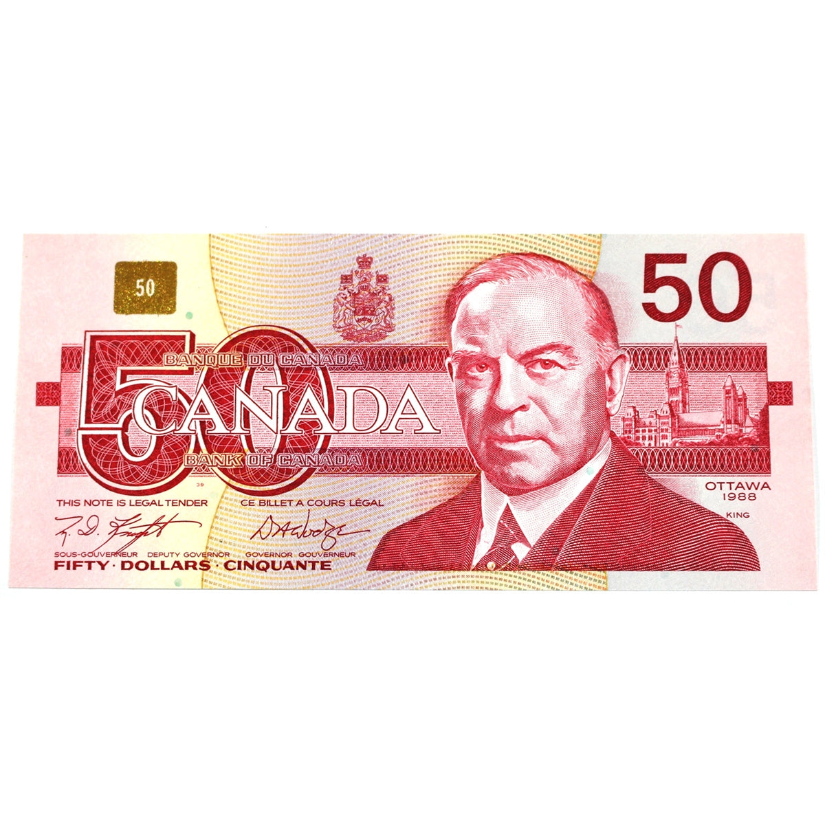 BC-59d 1988 Canada $50 Knight-Dodge, FHW, AU-UNC (AU55)