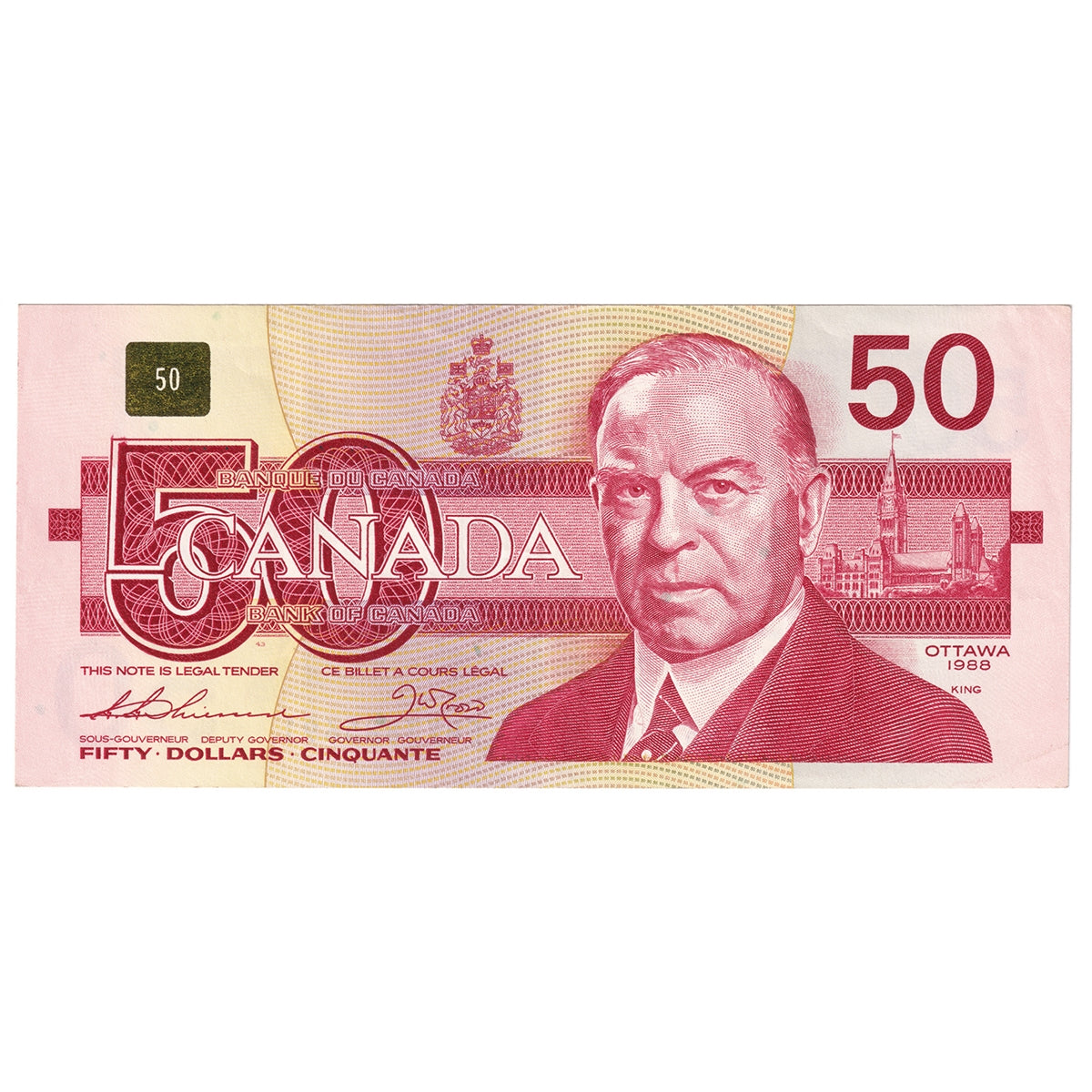 BC-59aA 1988 Canada $50 Thiessen-Crow, EHX Above 2.1M, Extra Fine (EF40)
