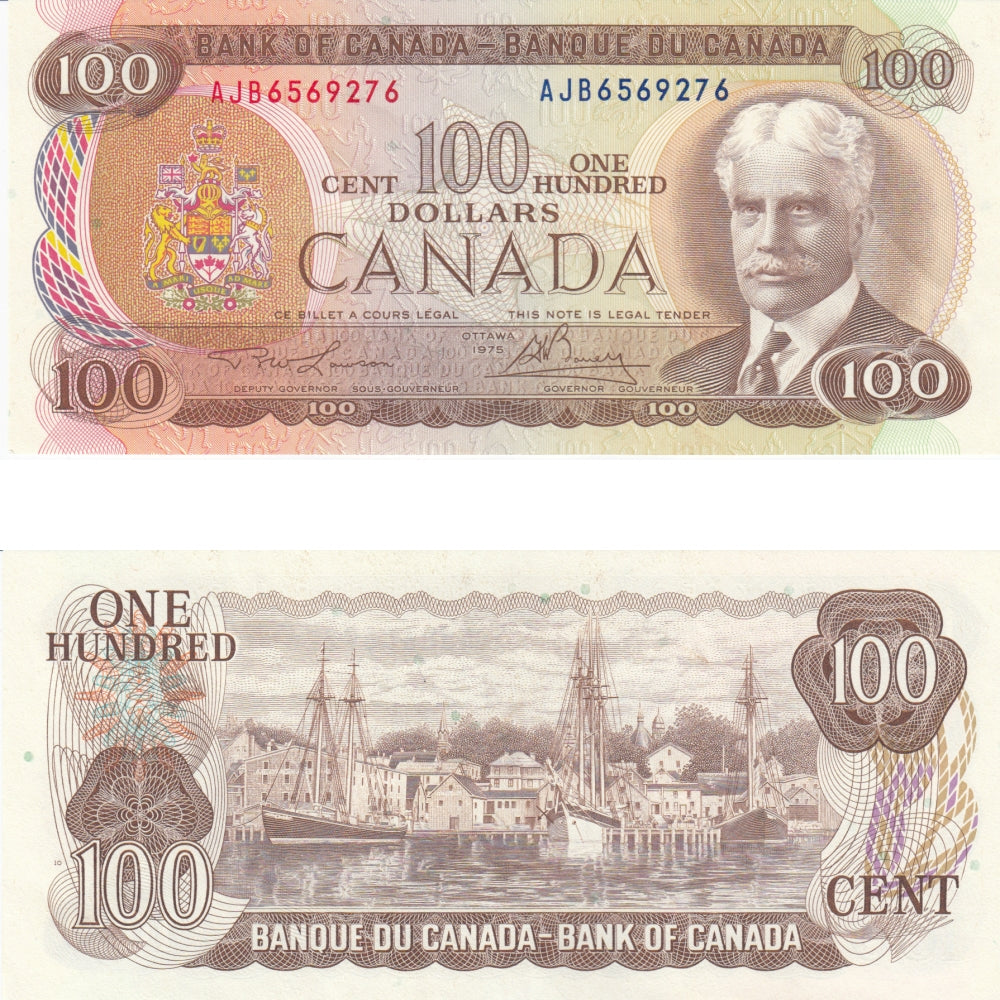 BC-52a-i 1975 Canada $100 Lawson-Bouey, AJB, AU-UNC (AU55)